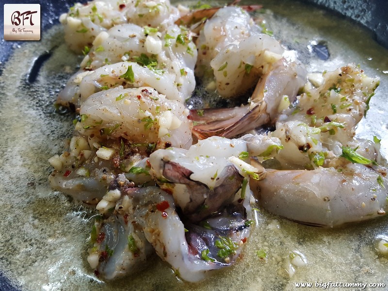 Preparation of Butter Garlic Prawns