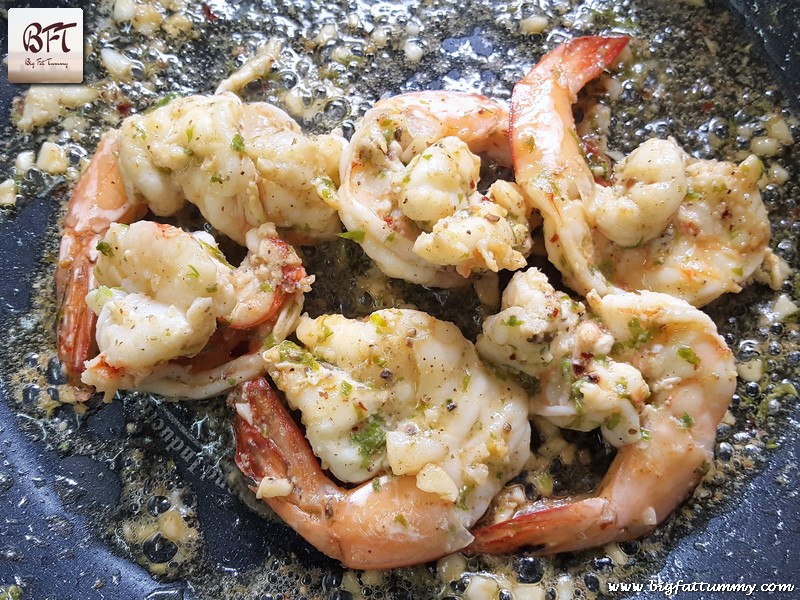 Preparation of Butter Garlic Prawns