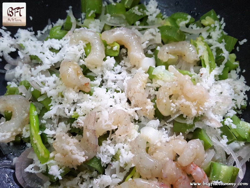 Preparation of Prawns and Ridge Gourd