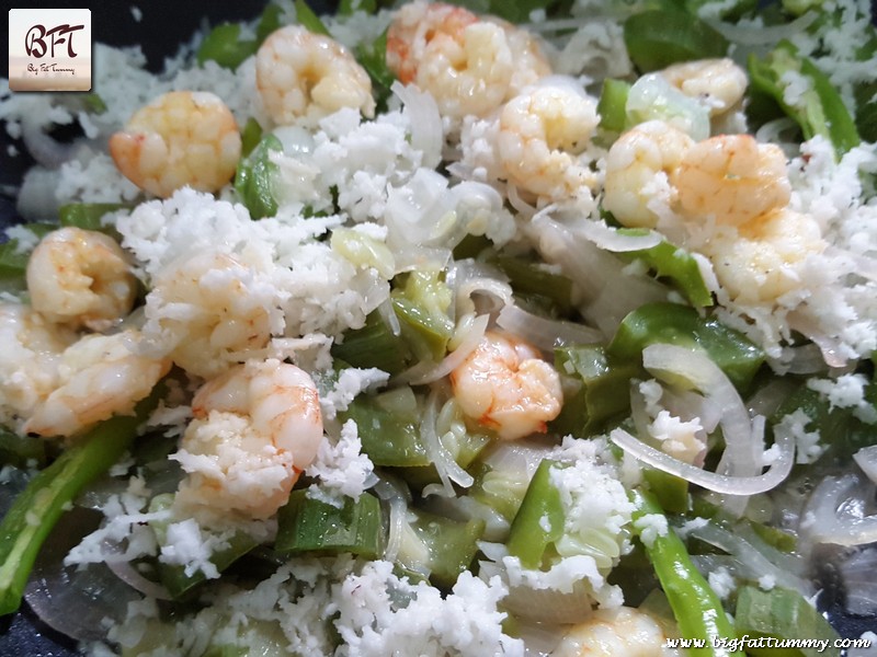 Preparation of Prawns and Ridge Gourd