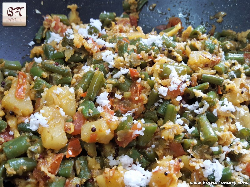 Preparation of French Bean Potato Bhaji