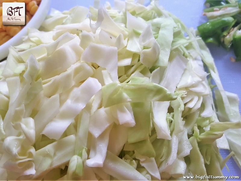 Preparation of Cabbage Channa Dal Bhaji