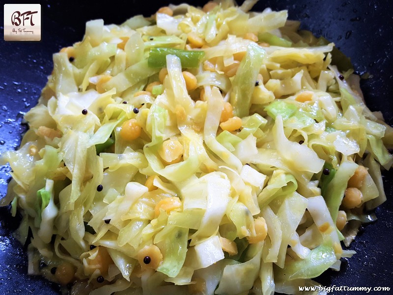 Preparation of Cabbage Channa Dal Bhaji