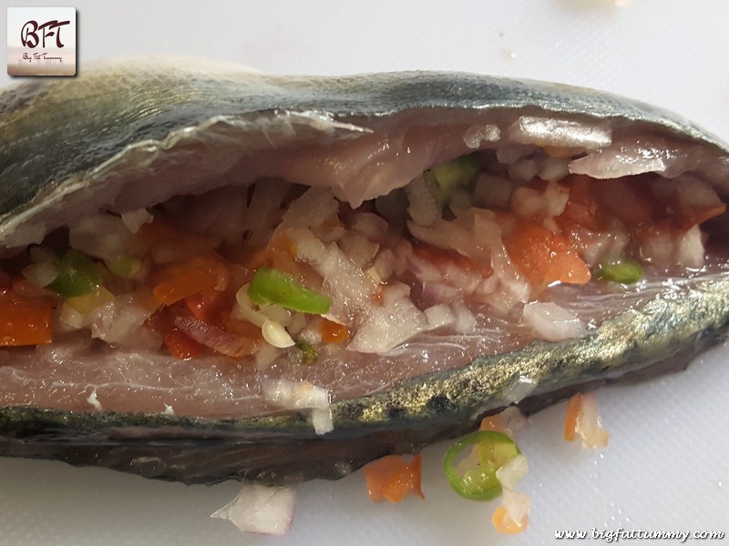 Preparation of Salad Stuffed Mackerels