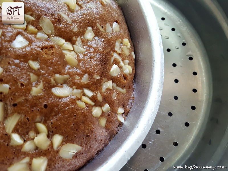 Preparation of Steamed Chocolate Cake - made with biscuits.