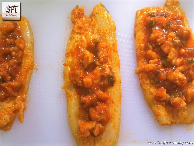 Making of Bombay Duck stuffed with Goan Prawn Recheio