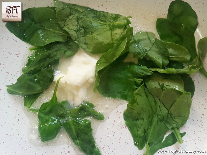 Making of Scrambled Eggs with Spinach