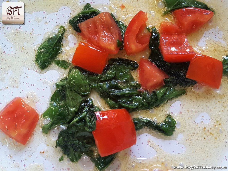 Making of Scrambled Eggs with Spinach