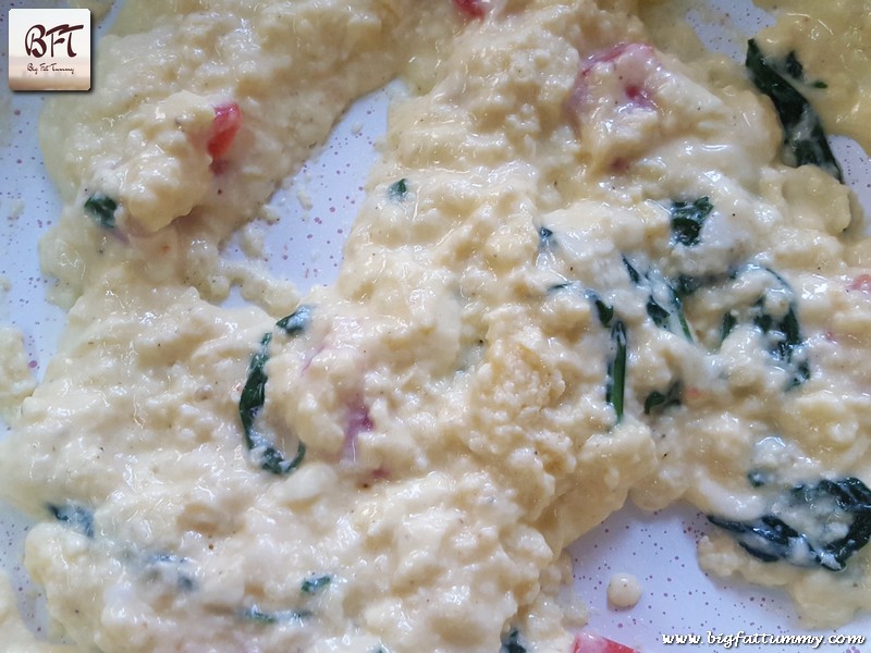 Making of Scrambled Eggs with Spinach