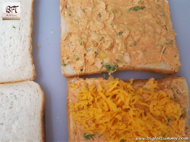 Making of Toasted Chicken Cheese Sandwich