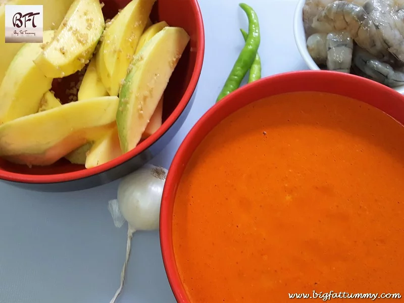 Preparation of Prawn and Raw Mango Curry