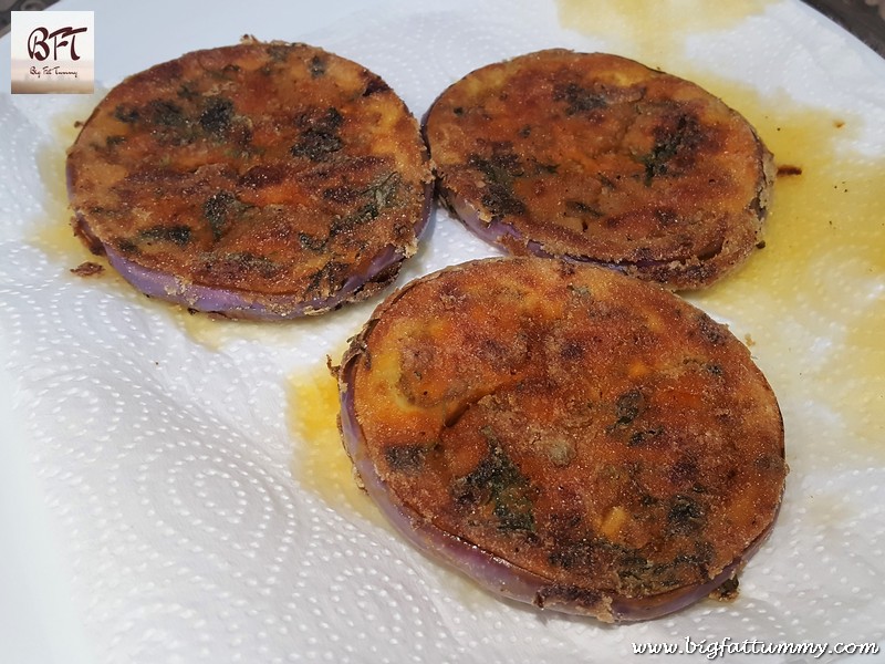 Preparation of Fried Brinjal Slices