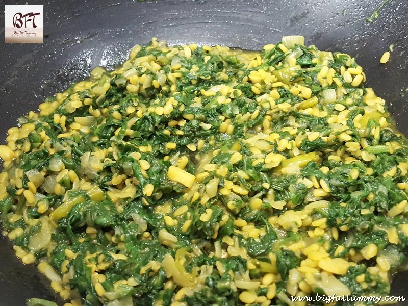 Preparation of Palak Moong Bhaji