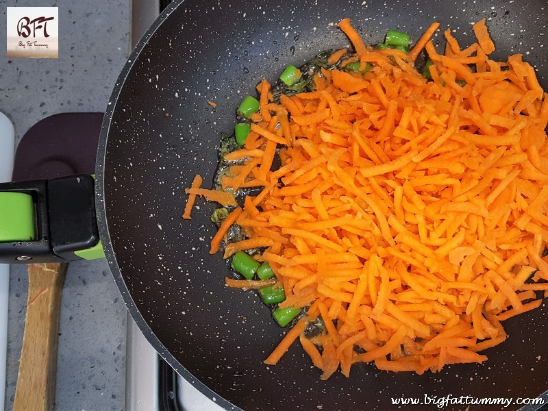 Preparation of Carrot and Capsicum Bhaji