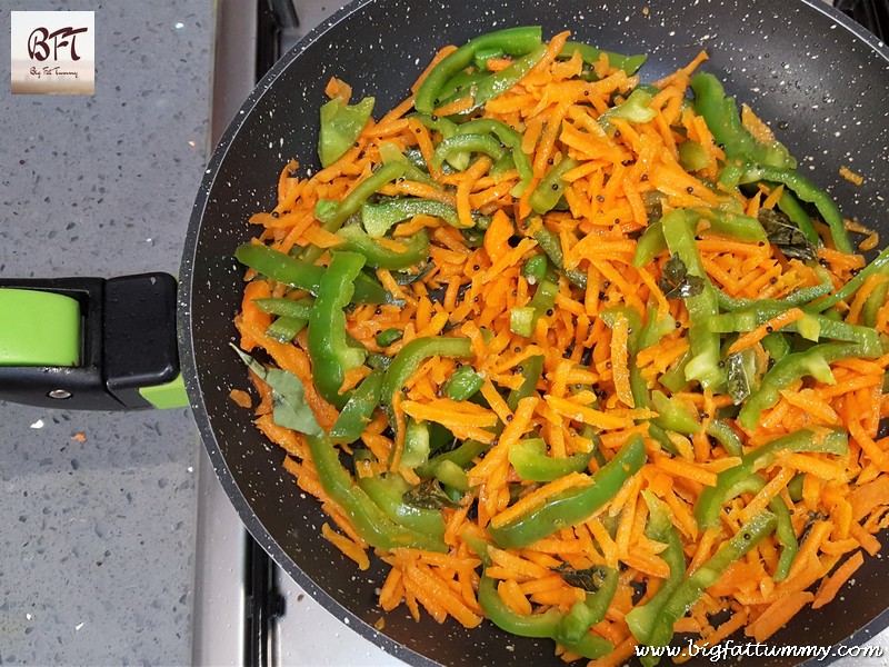 Preparation of Carrot and Capsicum Bhaji