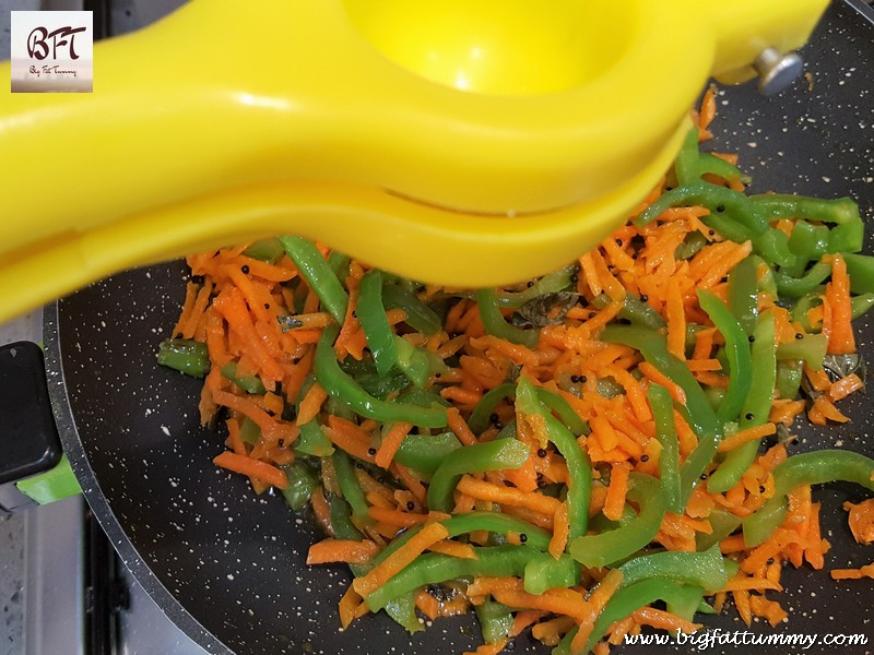 Preparation of Carrot and Capsicum Bhaji