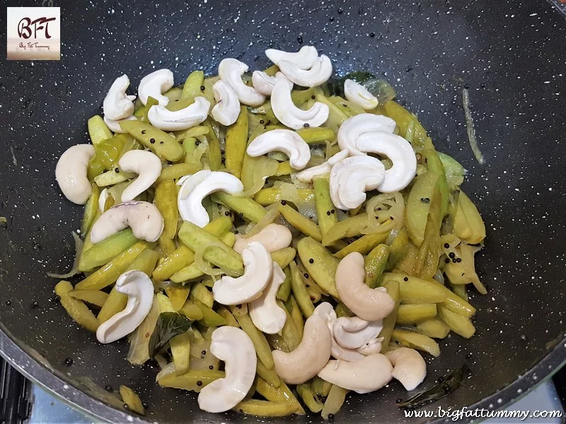 Preparation of Cashewnut Tendli Bhaji (vegetable)