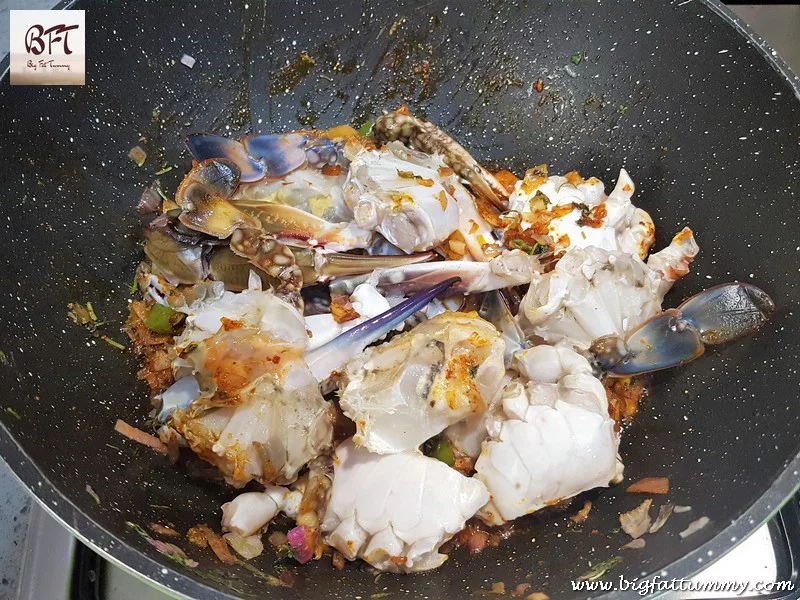 Preparation of Crab Masala Sukkem