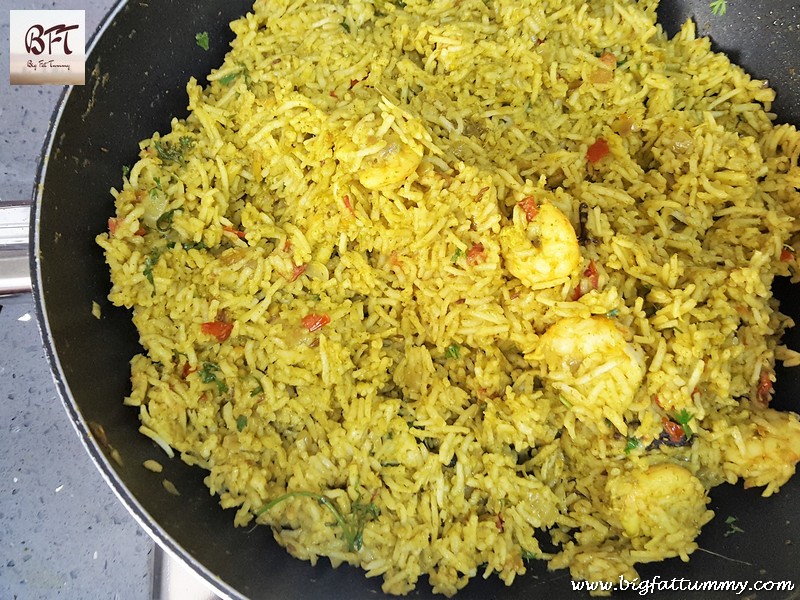 Preparation of Green Prawn Pulao