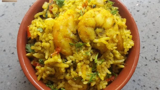 Green Prawn Pulao 10 Green Prawn Pulao