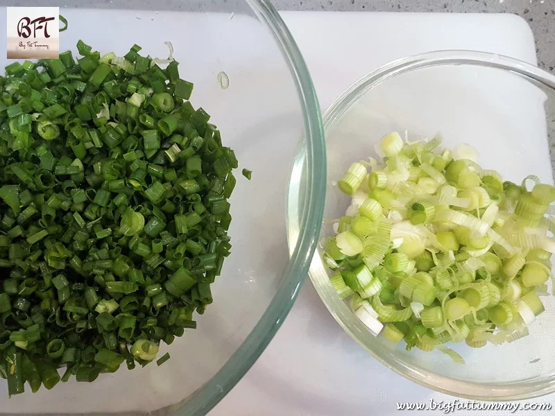 Making of Spring Onion Bhaji with Prawns