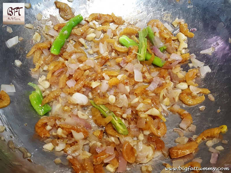 Preparation of Dry Prawn & Red Pumpkin Verdur (Goan curry)