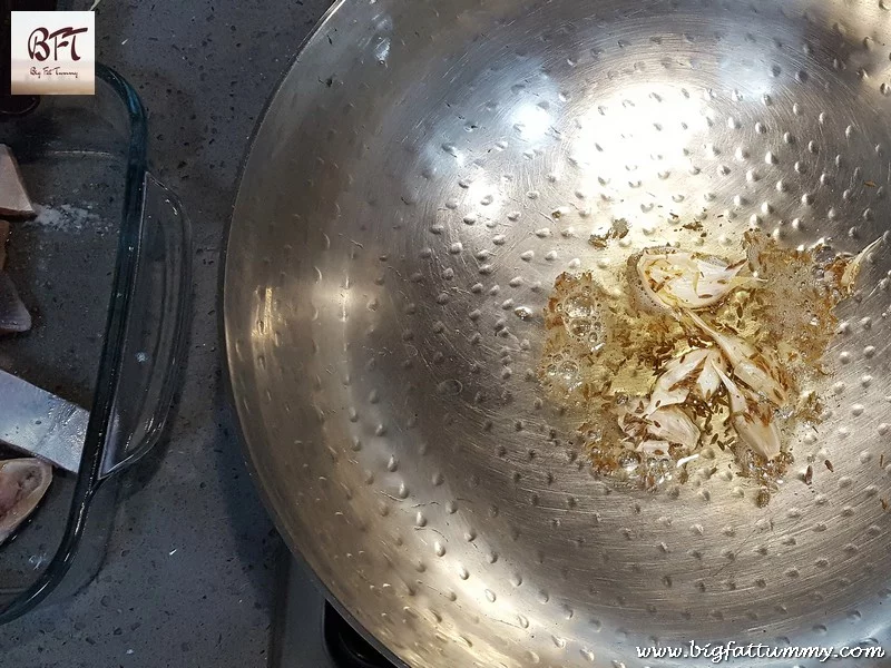 Preparation of Pomfret Jeerem Meerem (Goan curry without coconut)