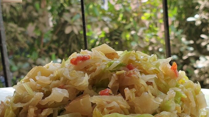 Cabbage & Potato Bhaji - Goan Soup Style