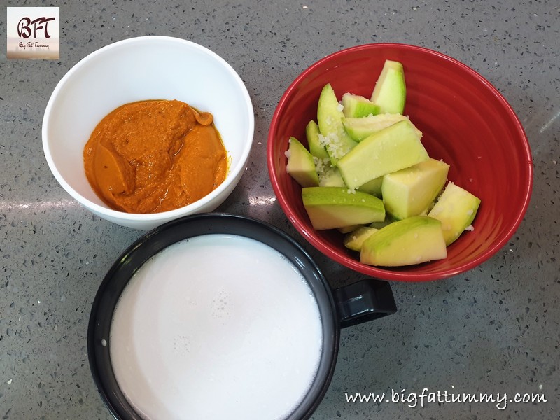 Preparation of Raw Mango Pomfret Curry