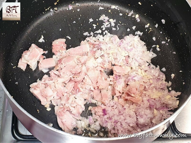 Preparation of Chicken & Bacon Pasta Bake