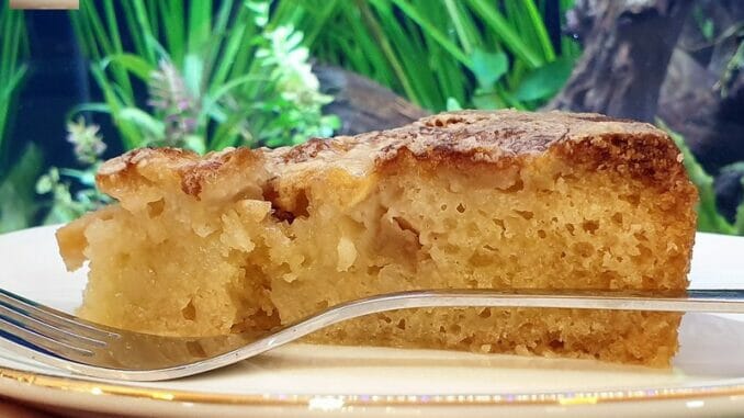 Preparation of Apple Cake with Custard Topping