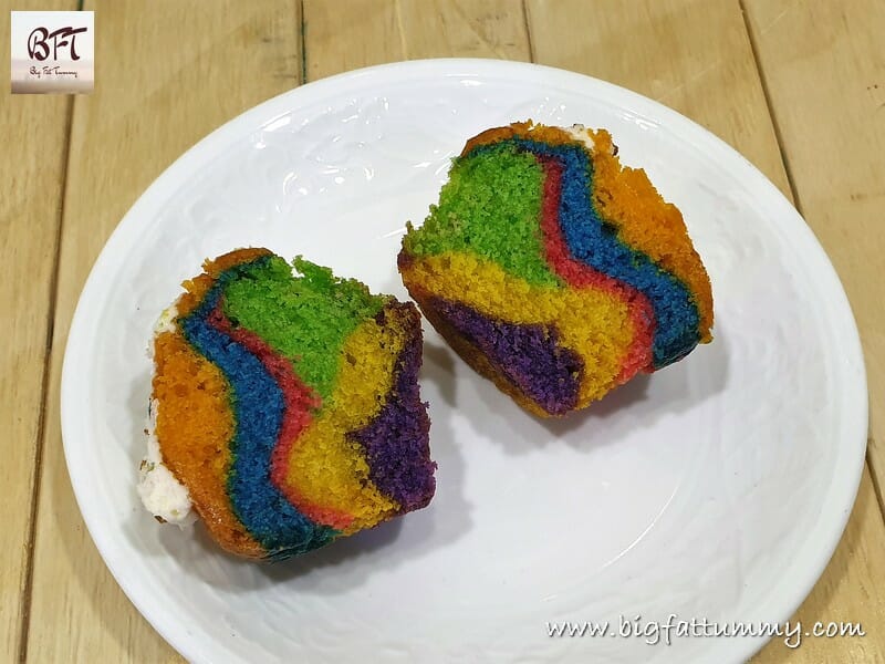 Eggless Rainbow Cupcakes