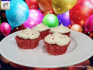 Eggless Red Velvette Cupcakes with Cream Cheese Frosting