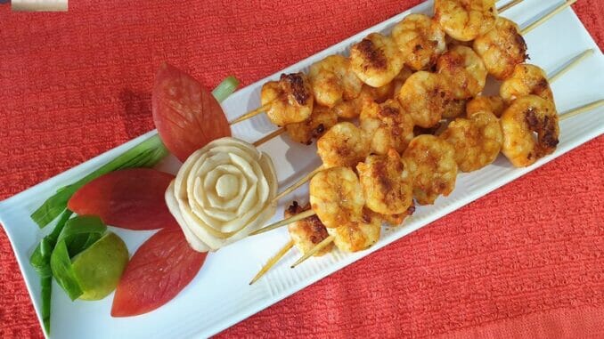 Prawns on a Stick - Goan Style