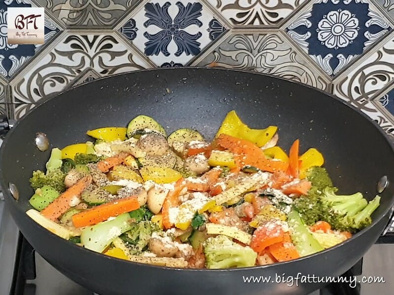 Making of Restaurant Style Mushroom Vegetable Stir Fry