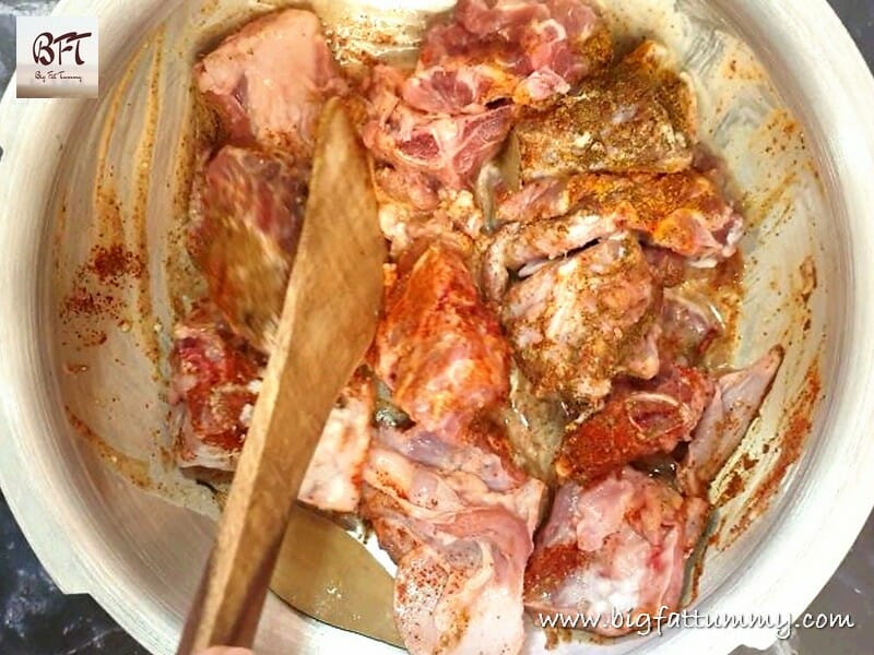 Preparation of Mutton Badami Curry